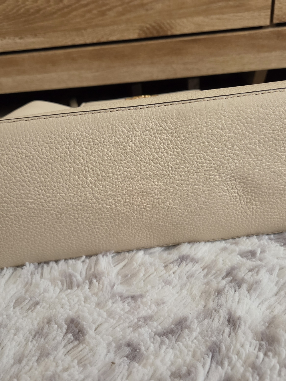 Tory Burch Cream Pebbled Leather Top-Handle Satchel with Gold Logo - Picture 10 of 11
